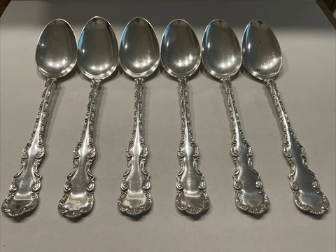 6 LOUIS XV STERLING SILVER SPOONS - WHITING MANUFACTURING CO Cover