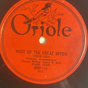 10" 78 RPM-Frank Evans-West of the Great Divide/Harry Crane-Just Some Roses/260 - Bild 1 von 4