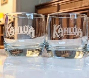 2 Kahlua geätztes Logo Cocktail Whiskey Rocks Lowball Klarglas Gläser Tasse Set - Bild 1 von 6