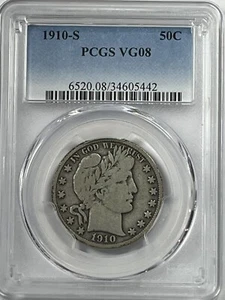 1910-S Barber Half Dollar : PCGS VG08 - Imagen 1 de 4