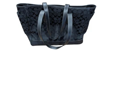 COACH Black Signature C Large Diaper Travel Tote Overnight  Bag Shoulder Purse - Image 1 of 4
