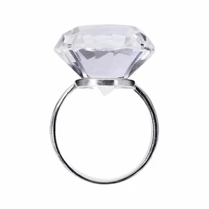 4 Clear Silver Big Crystal Diamond Metal Napkin Rings Party Events Decorations - Picture 1 of 8