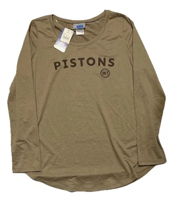 NBA Detroit Pistons Women’s Long Sleeve Shirt Tan Size L NWT - Image 1 of 3