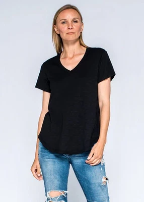 Nuevo con etiquetas Top de lino cola camisa cuello encogido negro marchito S/S con dobladillo crudo talla XS $110.0 Foto 1 de 4