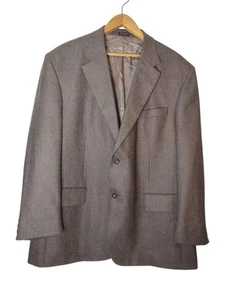 Geoffrey Beene Glen Houndstooth Lambswool Blazer Size 50R Business Preppy Vtg - Picture 1 of 12