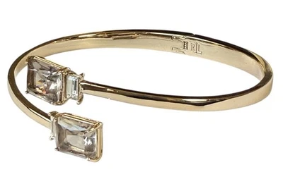 Ralph Lauren Champagne Emerald-Cut & Baguette Crystal Bypass Bangle Gold Tone - Image 1 of 4