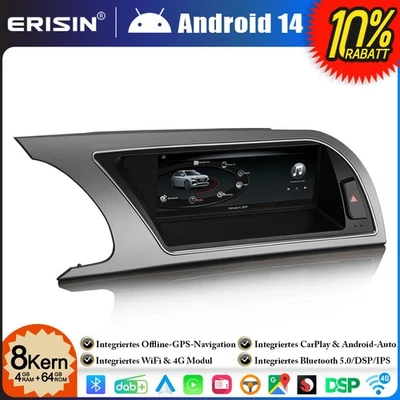 8.8" Qualcomm 64GB Android 14 Autoradio GPS Navi für Audi A5 S5 RS5 DAB+ CarPlay - Bild 1 von 4