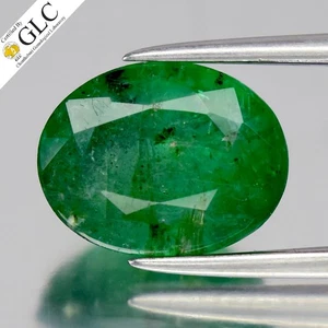 💎 GLC CERTIFIED 2.47ct Oval Natural Green Emerald - Zambia Gemstone - Picture 1 of 5
