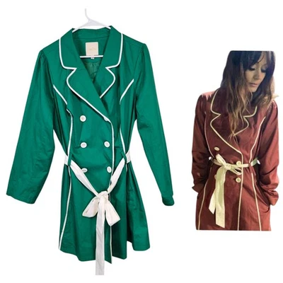 Modcloth Pea Coat Piping Belted Retro Vintage Inspired Plus Size Jacket - Image 1 of 4