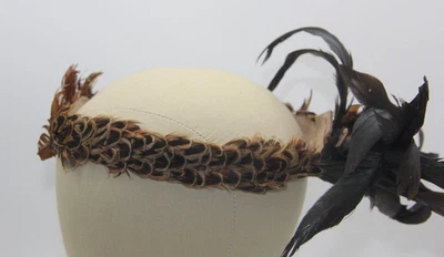 Festival Boho Adjustable Guinea Indian Feather Headdress Leather Headband Crown - Image 1 of 4