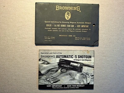 Manual del propietario original Browning 12ga Mag Auto-5 A5 instrucciones de operación y cuidado Foto 1 de 4