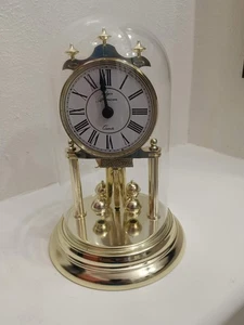 Vtg Elgin Anniversary Mantel Quartz Clock w/Glass Dome & Rotating Pendulum - Picture 1 of 9