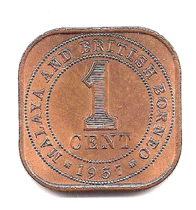 1957 Malaya und British Borneo One Cent -- Fabelhafte Details!! - Bild 1 von 2