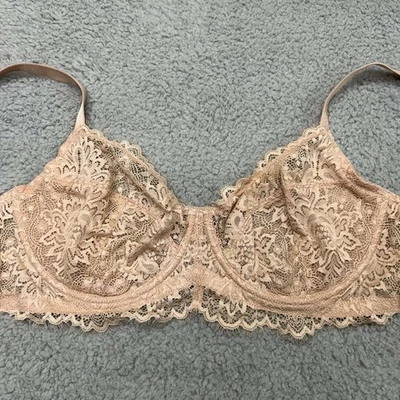 Sujetador HSIA 36D Balconette Sujetador Melocotón Floral Encaje Foto 1 de 4