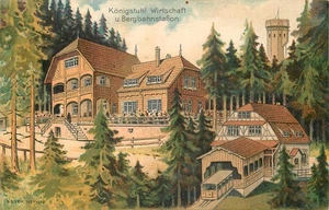Koenigstuhl Wirtschaft und Bergbahnstation Heidelberg Historische Ansichtskarte - Bild 1 von 2