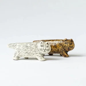 Juego de 2 figuras de gato Lisa Larson adorno de cerámica japonés Tanba Ware hecho a mano - Imagen 1 de 11