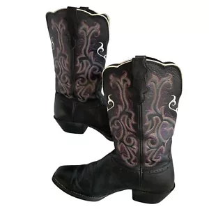 Justin Stampede Damen-Cowgirl-Stiefel 12" L2554 schwarz Western eckige Zehenpartie 11B - Bild 1 von 10