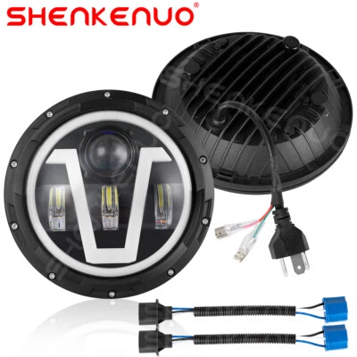 Par de faros LED redondos DRL de 7" pulgadas para Buick Skylark 1975-1979 haz alto bajo Foto 1 de 4