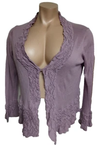 Elena Solano Women's Cardigan Sweater Lavender Plum size 2x Ruffle Sleeves #PSL - Picture 1 of 5