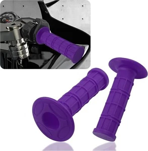 2PCS Motorcycle Grips,Anti-Slip Rubber Dirt Bike Grips with 7/8" Left Purple - Picture 1 of 3