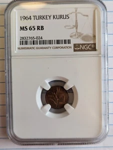 1964 Turkey Kurus NGC Ms65rb. Top Pop - Picture 1 of 2