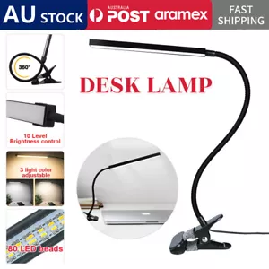 Clip On Desk Lamp Table Light Bedside Night Reading Led Eye Care USB Dimmable AU - Picture 1 of 12