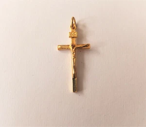 JoliKo Kreuz Kruzifix 32x19 mm Jesus INTI Symbol Anhänger Gelbgold Gold plattier - Bild 1 von 7