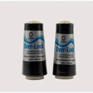 Coats Over Lock Black Polyester Thread Set of 2 Cones 1635 Yds Overlock Machines - Picture 1 of 3