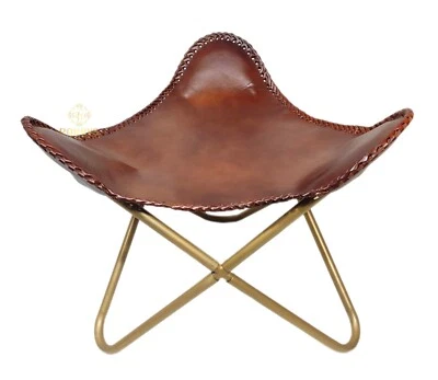 Iron Frame Leather Ottoman Handmade Home & Office Arm Relaxing Footstool PL2-93 - Image 1 of 4