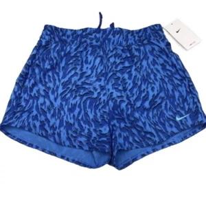 Nike One Kids Standard Fit Animal Print Shorts Dri-Fit Blue Large FQ4527-435 - Picture 1 of 6