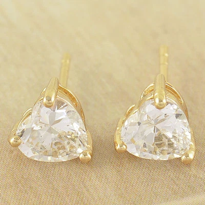 Pretty New Yellow Gold Filled Clear Heart Shape Cubic Zirconia CZ Stud Earrings - Image 1 of 4