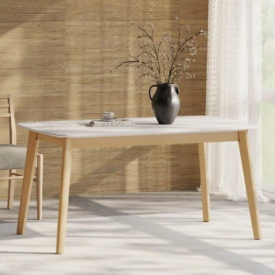 Mesa de comedor de cocina de madera moderna de mediados de siglo de 59" para 4-6 personas Foto 1 de 2