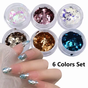 6 Farben Diamantförmige Nailart Pailletten, funkelnde Nagel Glitzer Flocken Dekor - Bild 1 von 7