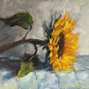 HELEN TARR ORIGINAL "Sunflower" sunflowers flower flowers OIL ON CANVAS PAINTING - Picture 1 of 2