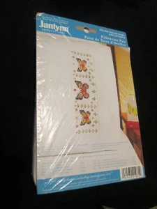 Janlynn Butterfly Garden Monarch Pillowcase Pair Stamped Cross Stitch #021-0961 - Picture 1 of 4