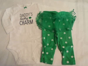 Carters Girls Newborn 5-8 lbs TuTu Pant Bodysuit Shamrock Outfit NWT - Picture 1 of 2