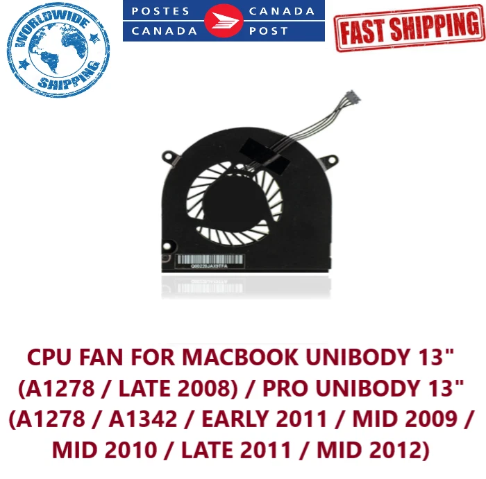 NEW CPU FAN FOR APPLE MACBOOK PRO 13" A1278  A1342 Part Nr 922-8705, 922-8919 - Image 1 of 1