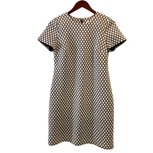 Calvin Klein Women's Dress Black White Diamond Ponte Geometric Sheath Size 6 - Picture 1 of 7