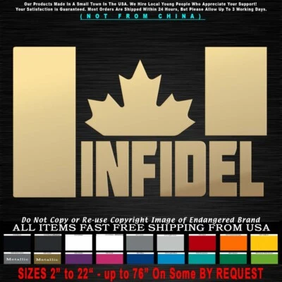 Calcomanía adhesiva de veterano del ejército militar bandera canadiense infiel Foto 1 de 4