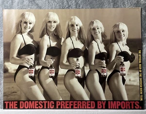 Antiguo póster de cerveza Milwaukee de colección ©1991 equipo de bikini sueco de doble cara chica sexy - Imagen 1 de 12