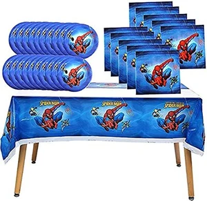 41 pcs Spiderman-Themed Party Supplies 20 Plates 20 Napkins and 1 Tablecloth ... - Picture 1 of 4