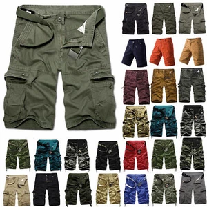 Men Cargo Combat Shorts Military Work Pants Hiking Jogging Pocket Half Trousers - Picture 1 of 23