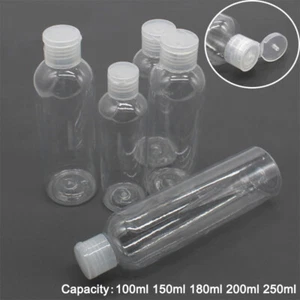 100ml 150ml 180ml 200ml 250ml Round Plastic Fruit Juice / Smoothie Bottle + Caps - Picture 1 of 6