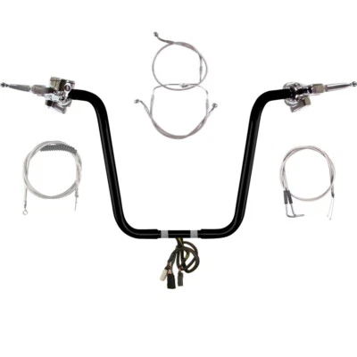 1 1/4" Black 16" Wild 1 Handlebar CKit 2007 Harley-Davidson Road Glide w/Cruise Foto 1 de 4