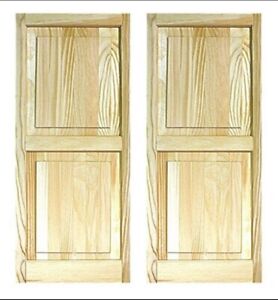 Exterior Solid Wood Raised Panel Window Shutters 15 X 63 In