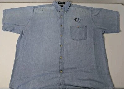 Guy Harvey Classic Shirt Men's XL Blue Denim Button Up Embroidered Short Sleeve  - Image 1 of 4