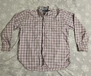 Tommy Hilfiger Mens Large Plaid LS Button Up Dress Shirt 80s 2 Ply Fabric - Picture 1 of 8