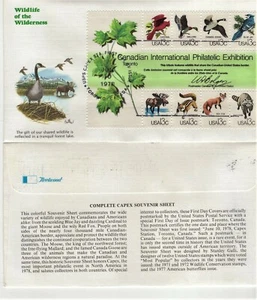 1978 FDC #1757 CAPEX Souvenir Sheet Canada-U.S. Wildlife 13c Fleetwood ST1691 - Picture 1 of 1