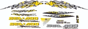 SEADOO SPEEDSTER 1997 GRAPHICS /DECAL / Sticker KIT black ,yellow ,grey custom - Picture 1 of 2