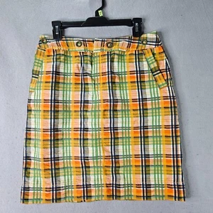 Falda Liz Claiborne Mujer Talla 6 Naranja Cuadros Seersucker Ojales Náutica - Imagen 1 de 9